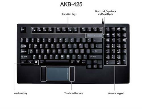 Adesso AKB-425UB Rackmount Touchpad Keyboard