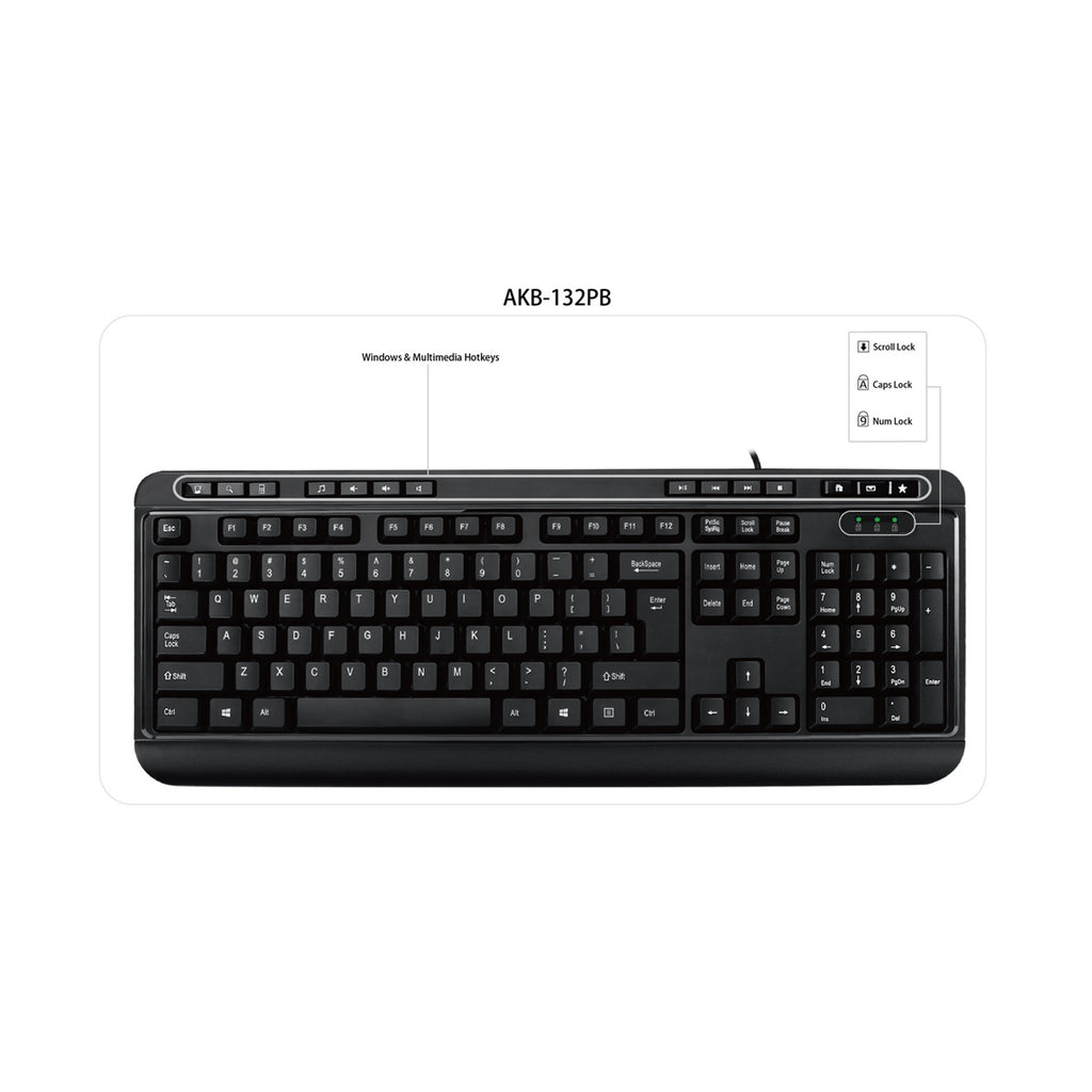Adesso AKB-132PB Multimedia Desktop USB Keyboard for Classrooms