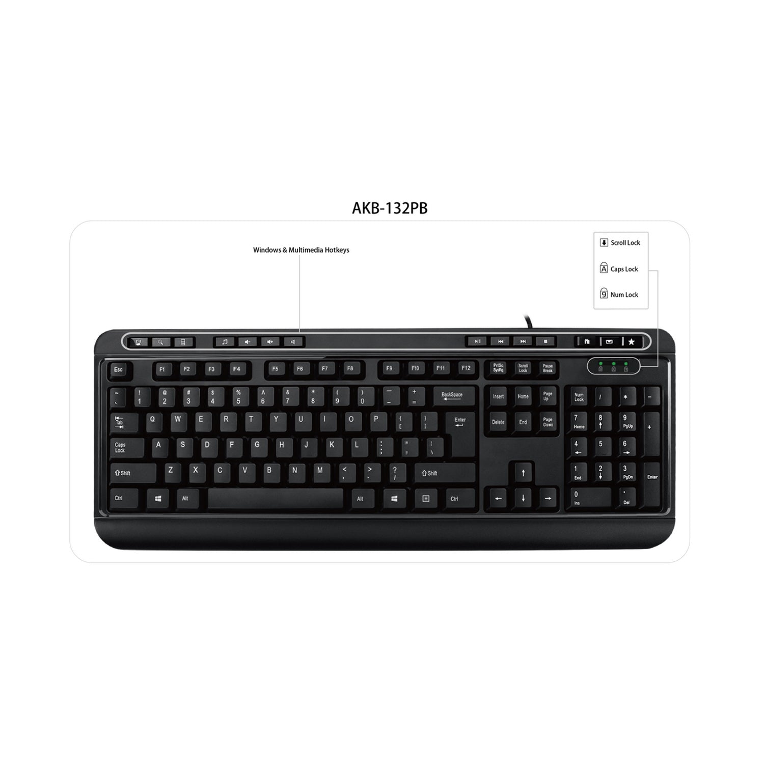 Adesso AKB-132PB Multimedia Desktop USB Keyboard for Classrooms