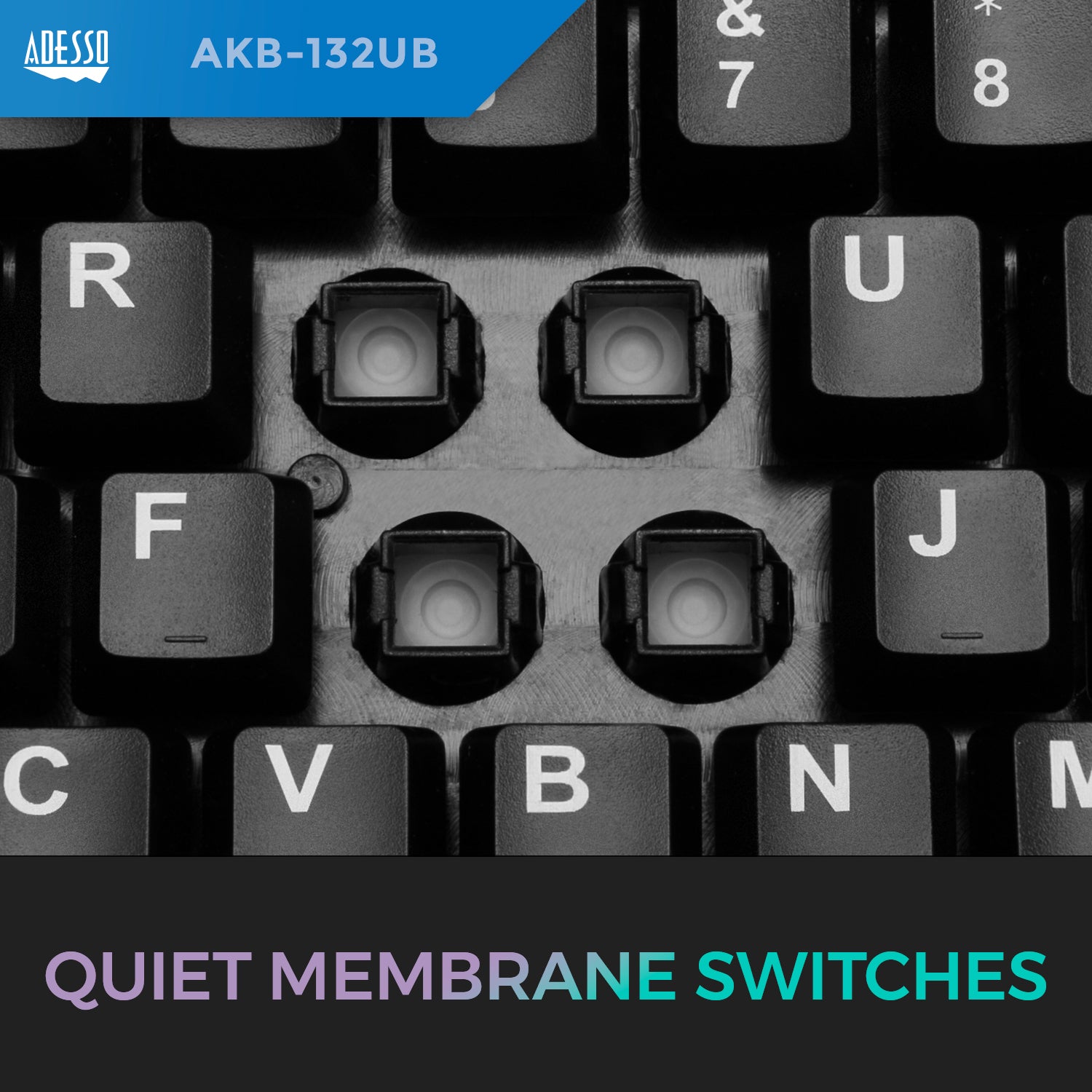 Adesso AKB-132UB Antimicrobial Multimedia USB Keyboard