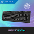 Adesso AKB-132UB Antimicrobial Multimedia USB Keyboard