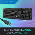 Adesso AKB-132UB Antimicrobial Multimedia USB Keyboard