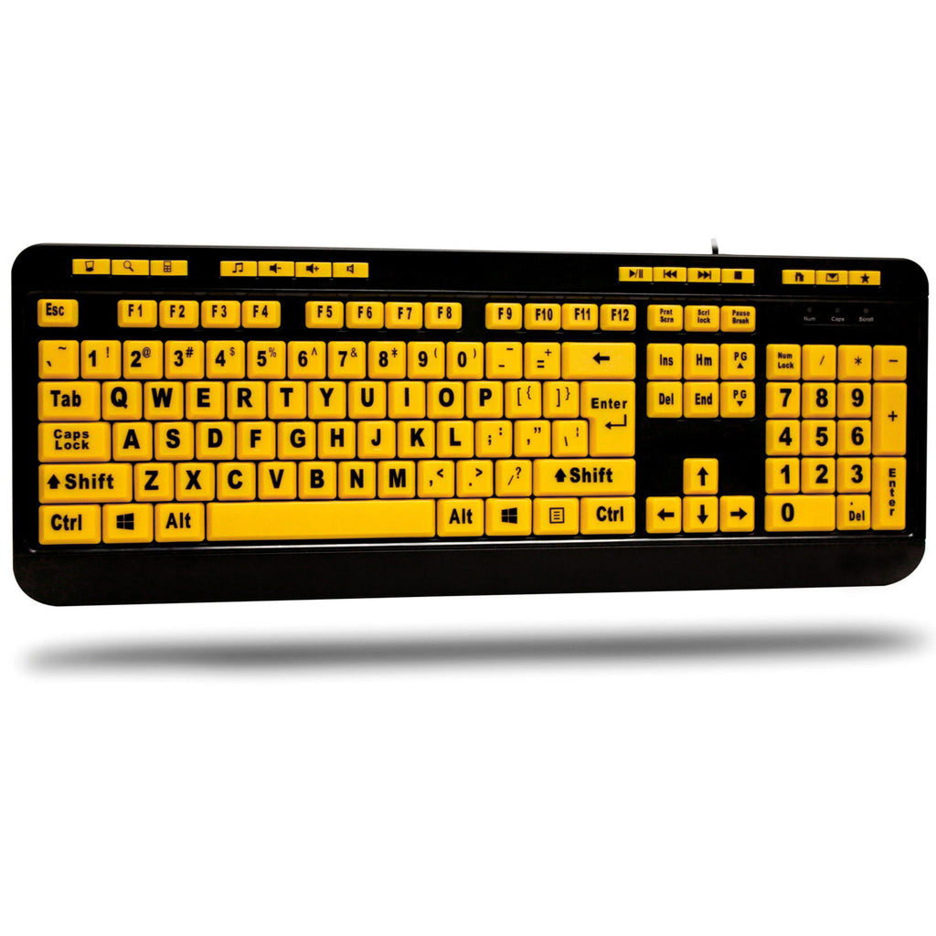Adesso AKB-132UY Large Print Multimedia USB Keyboard – Yellow Keys