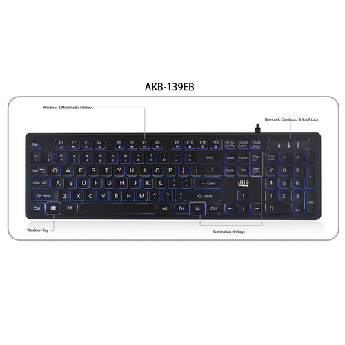 Adesso AKB-139EB Illuminated Large Print Antimicrobial Keyboard