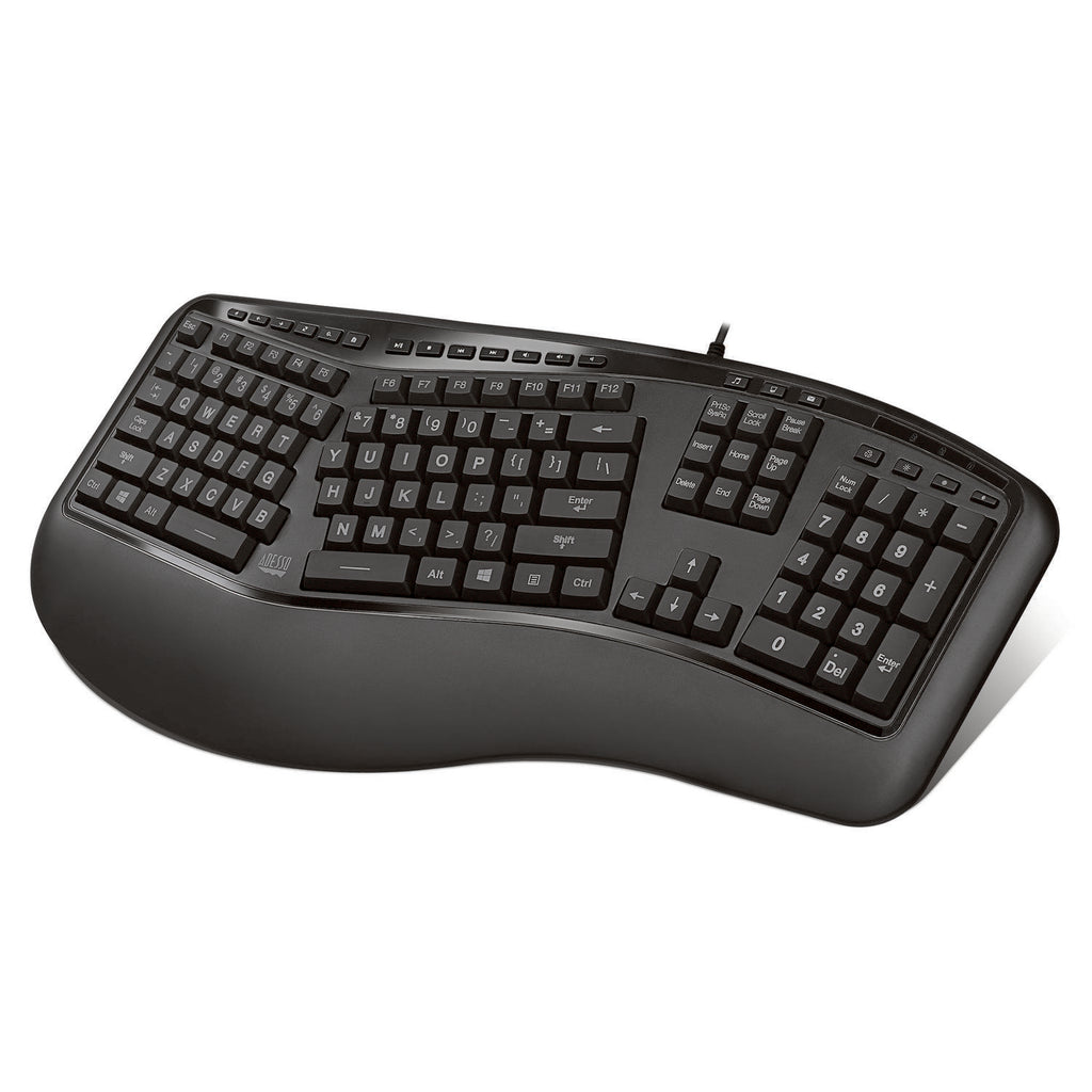 Adesso Tru-Form 150EB Illuminated Ergonomic USB Keyboard for Classrooms