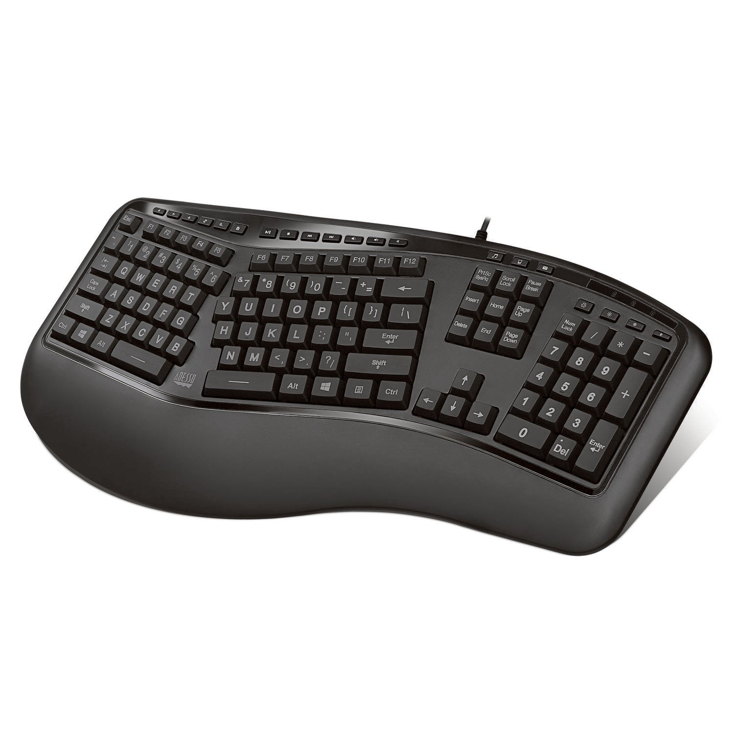 Adesso Tru-Form 150EB Illuminated Ergonomic USB Keyboard for Classrooms