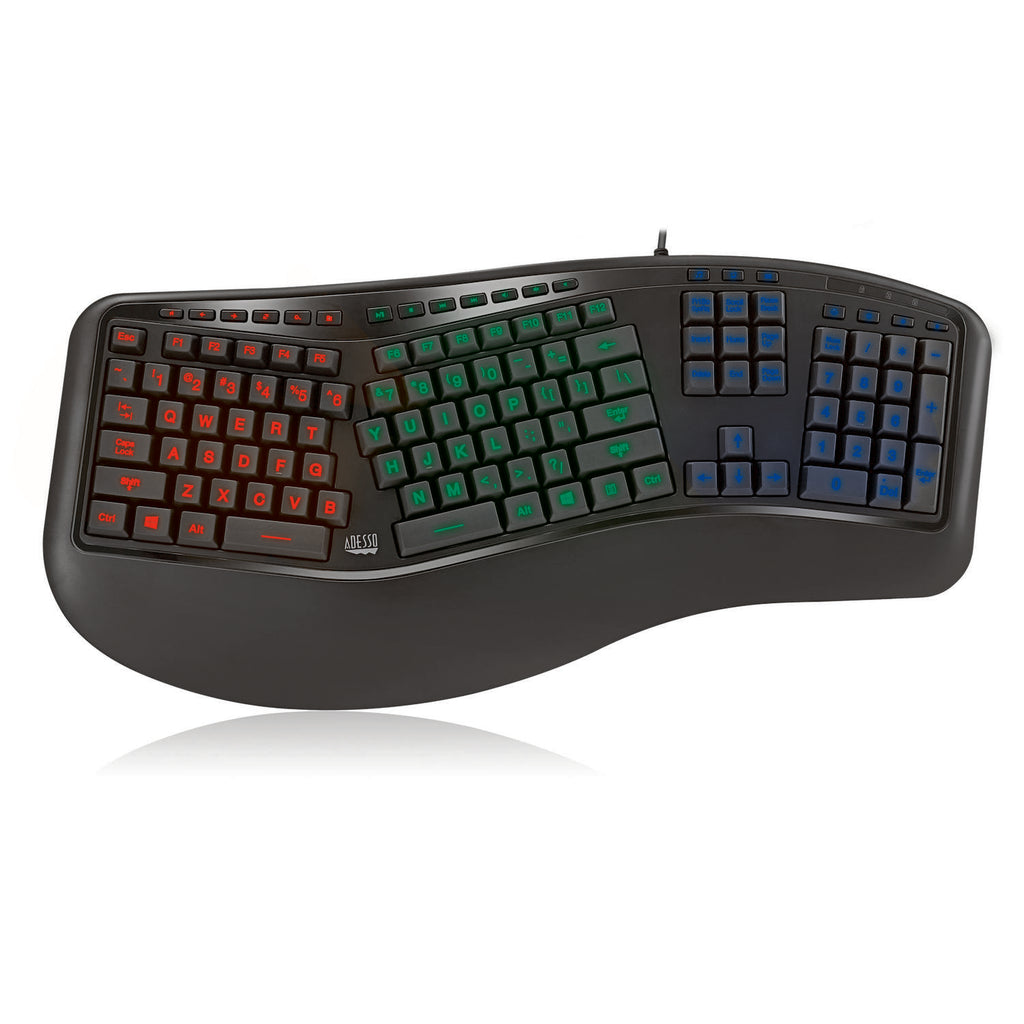 Adesso Tru-Form 150EB Illuminated Ergonomic USB Keyboard for Classrooms