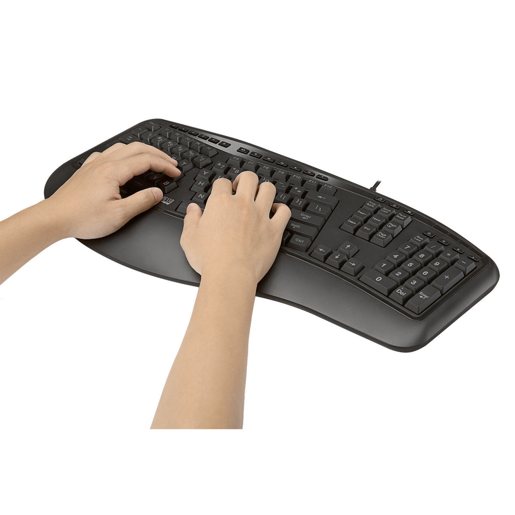 Adesso Tru-Form 150EB Illuminated Ergonomic USB Keyboard for Classrooms