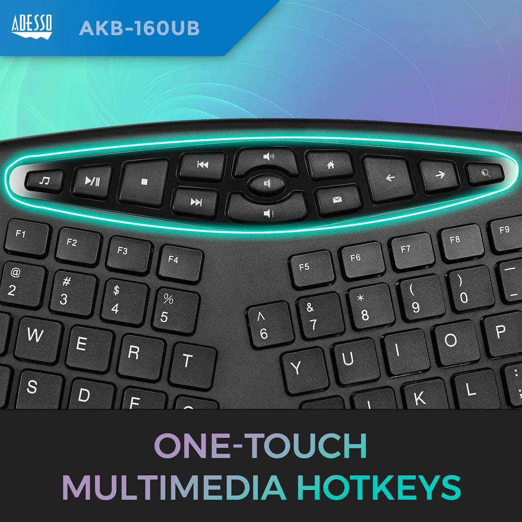 Adesso AKB-160UB Ergonomic USB Keyboard for Classrooms & Labs