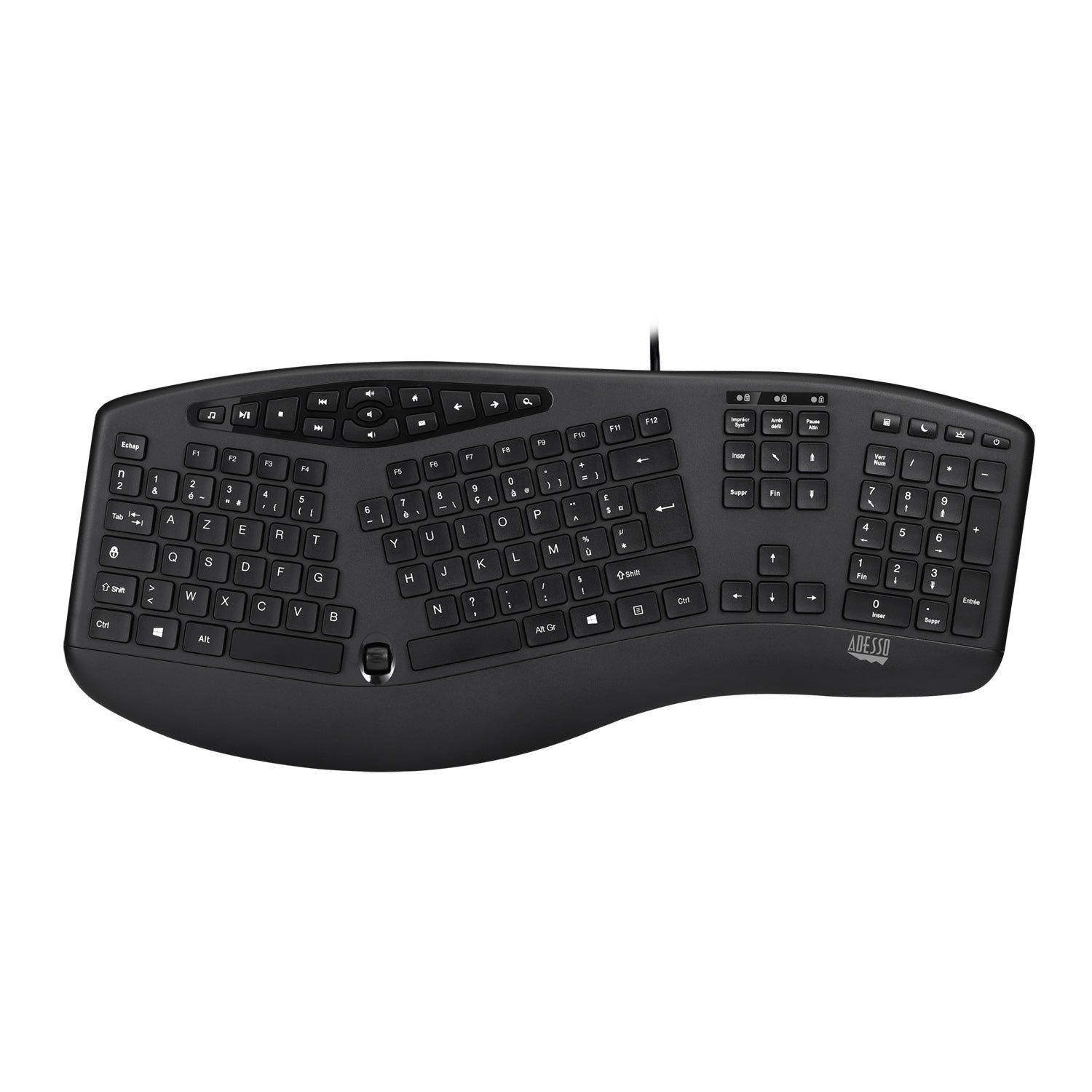 Adesso AKB-160UB Ergonomic USB Keyboard for Classrooms & Labs