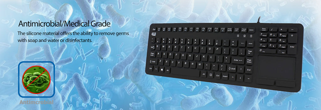 Adesso AKB-270UB Antimicrobial Waterproof Touchpad Keyboard
