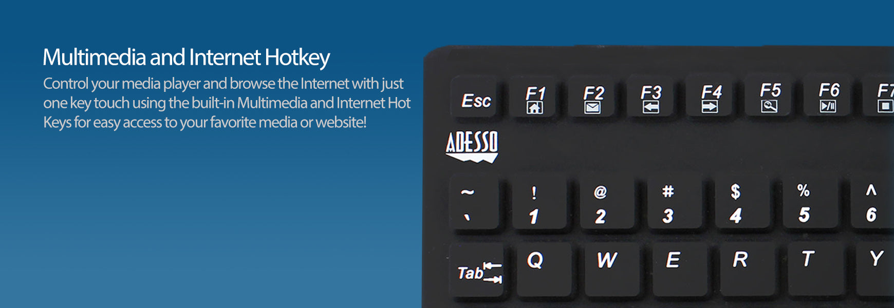 Adesso AKB-270UB Antimicrobial Waterproof Touchpad Keyboard