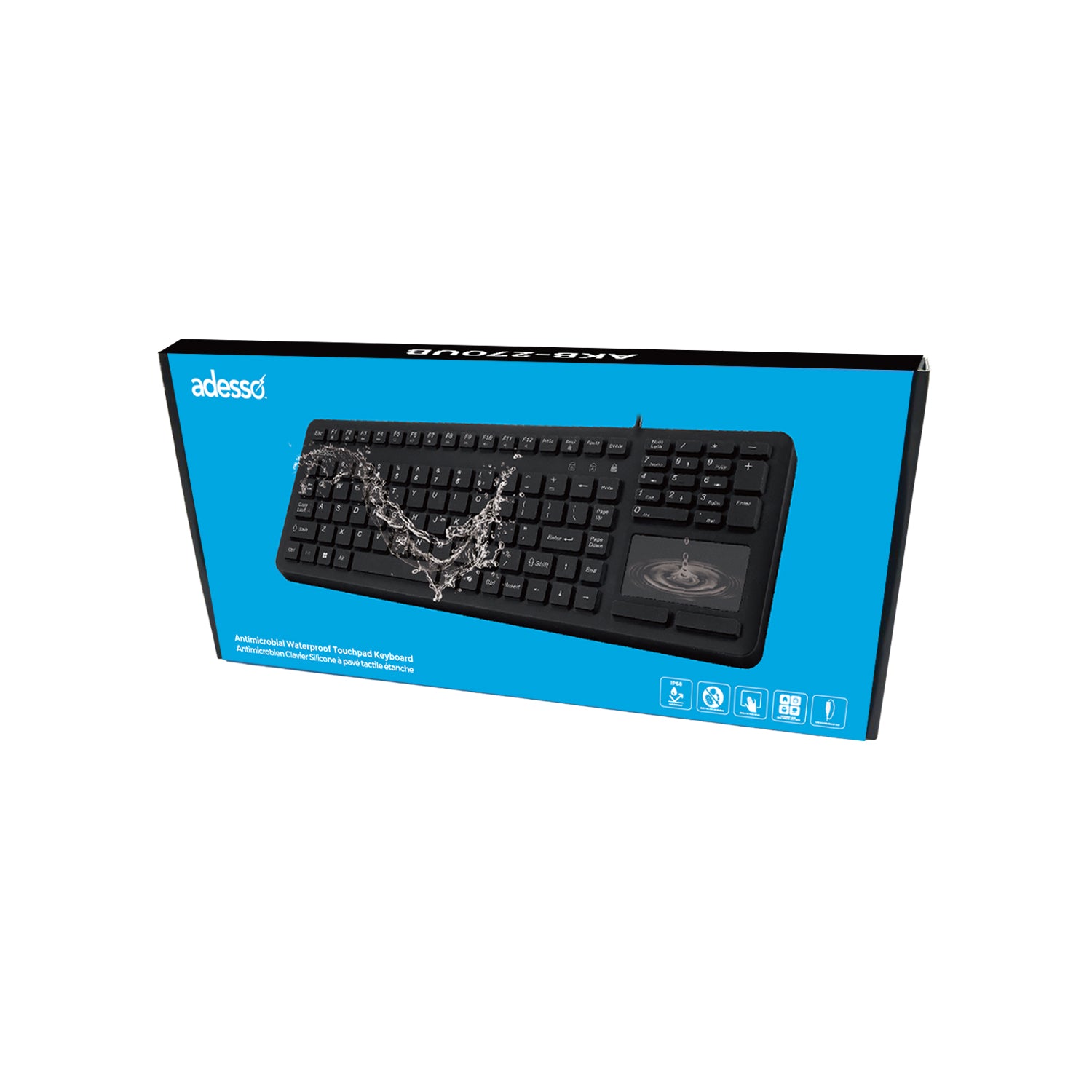 Adesso AKB-270UB Antimicrobial Waterproof Touchpad Keyboard