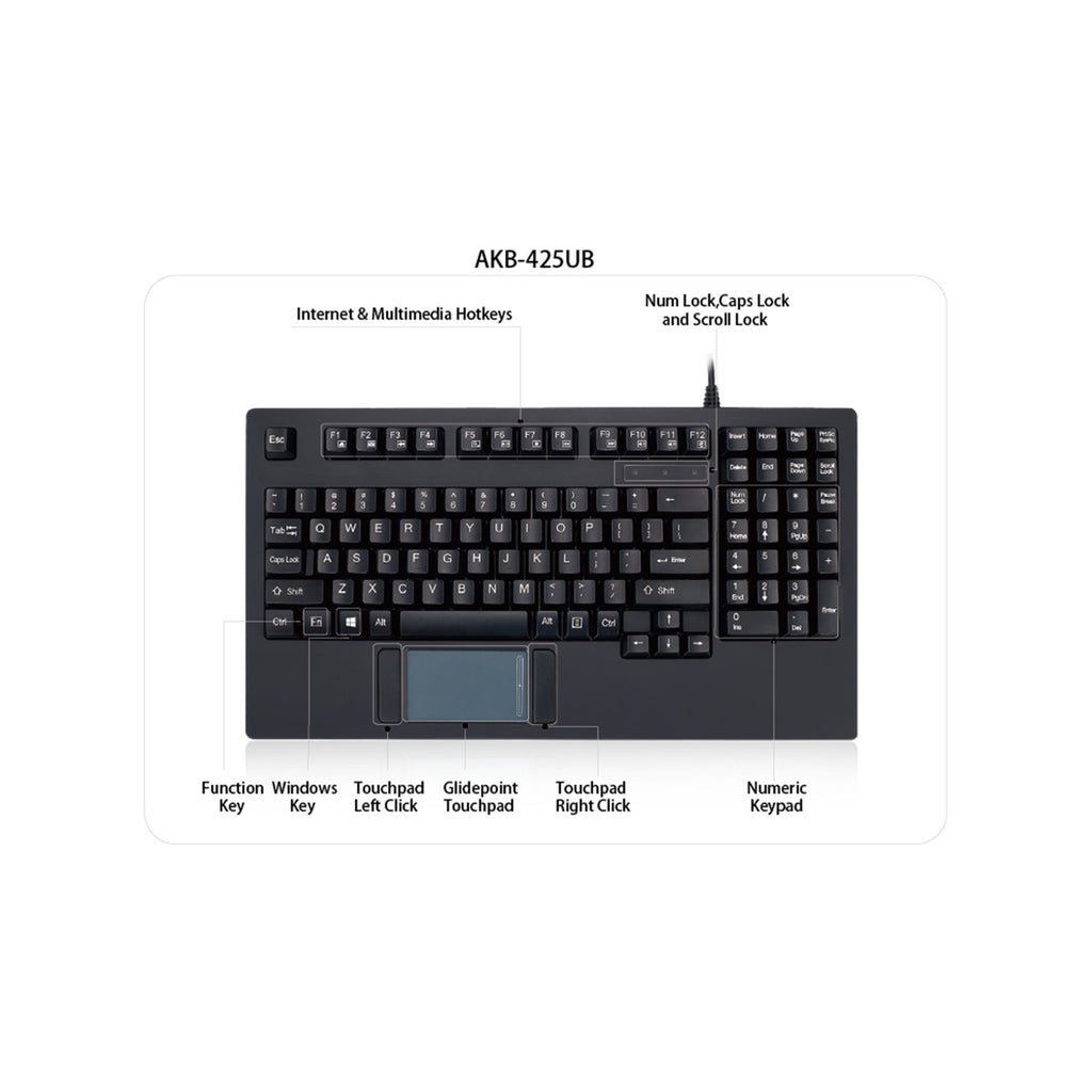 ADESSO AKB-425UB-MRP 1U Rackmount Keyboard with Touchpad Drawer