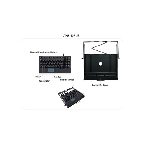 ADESSO AKB-425UB-MRP 1U Rackmount Keyboard with Touchpad Drawer