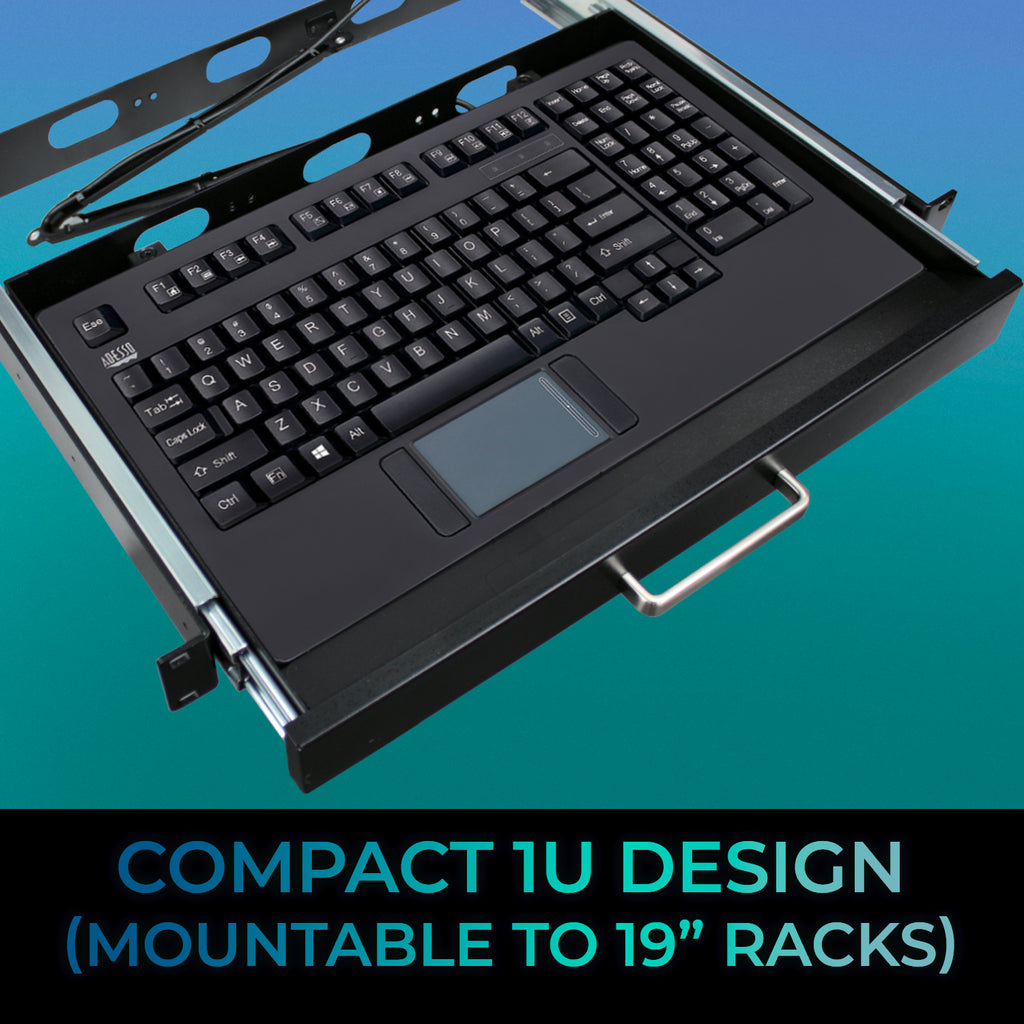 ADESSO AKB-425UB-MRP 1U Rackmount Keyboard with Touchpad Drawer