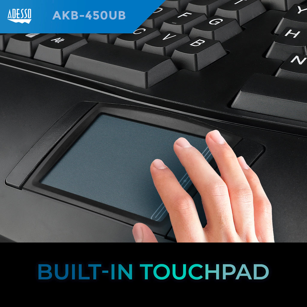 Adesso AKB-450UB Tru-Form Ergonomic Touchpad Keyboard