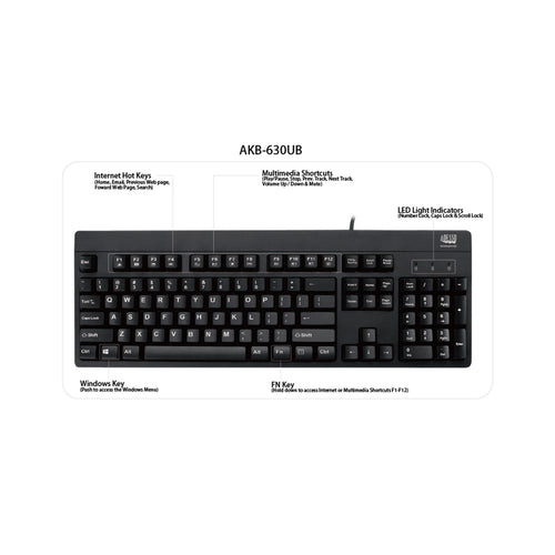 Adesso AKB-630UB Antimicrobial Waterproof USB Keyboard