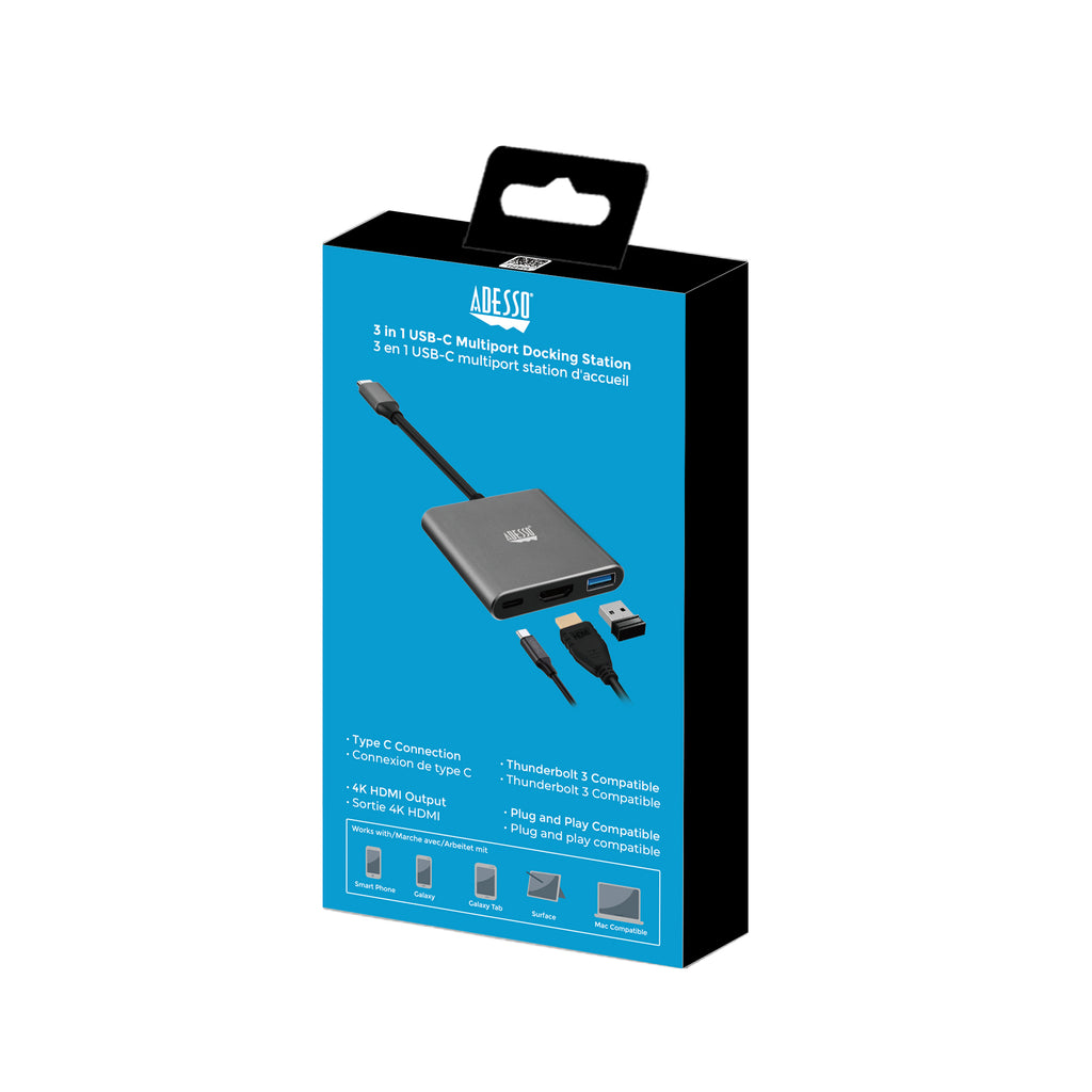 Adesso AUH-4010 3-in-1 USB-C Multiport Hub (4K HDMI)