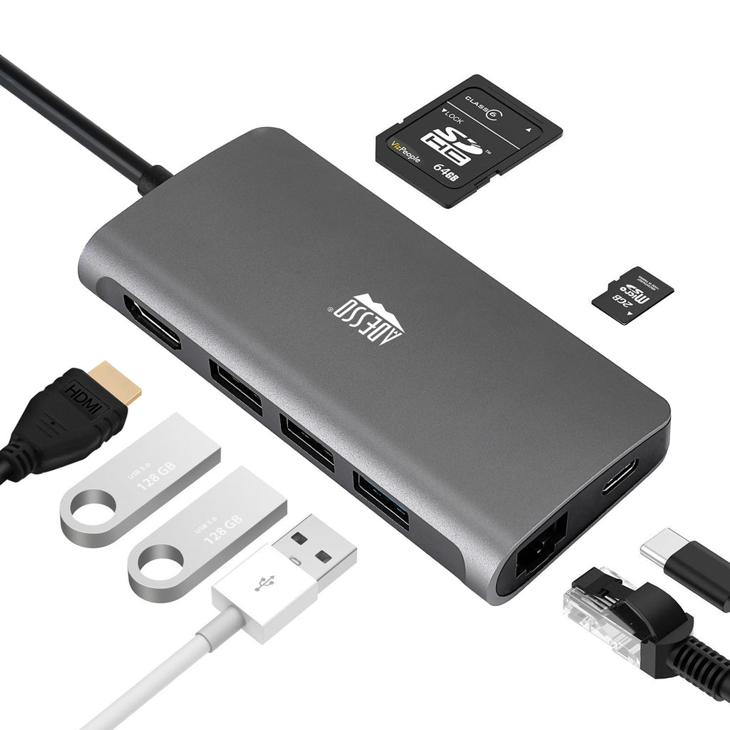 Adesso AUH-4030 8-in-1 USB-C Multiport Hub for Classrooms