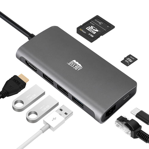 Adesso AUH-4030 8-in-1 USB-C Multiport Hub for Classrooms
