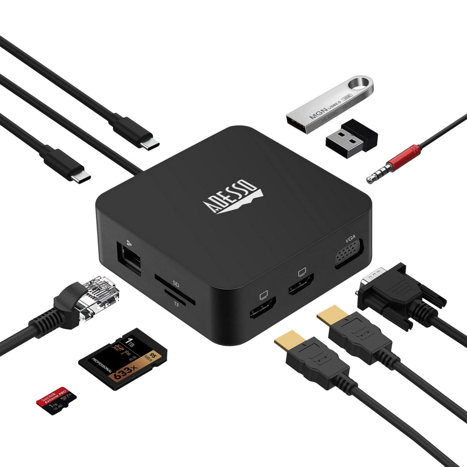 Adesso AUH-4050 10-in-1 USB-C Docking Station for Classrooms