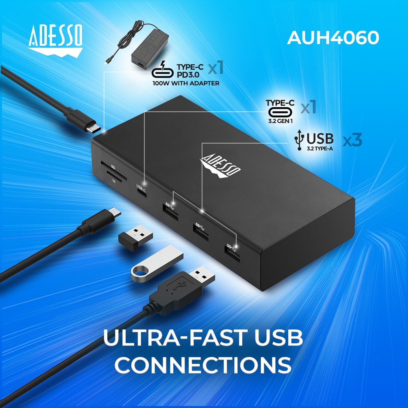 Adesso AUH-4060 12-in-1 USB-C Docking Station