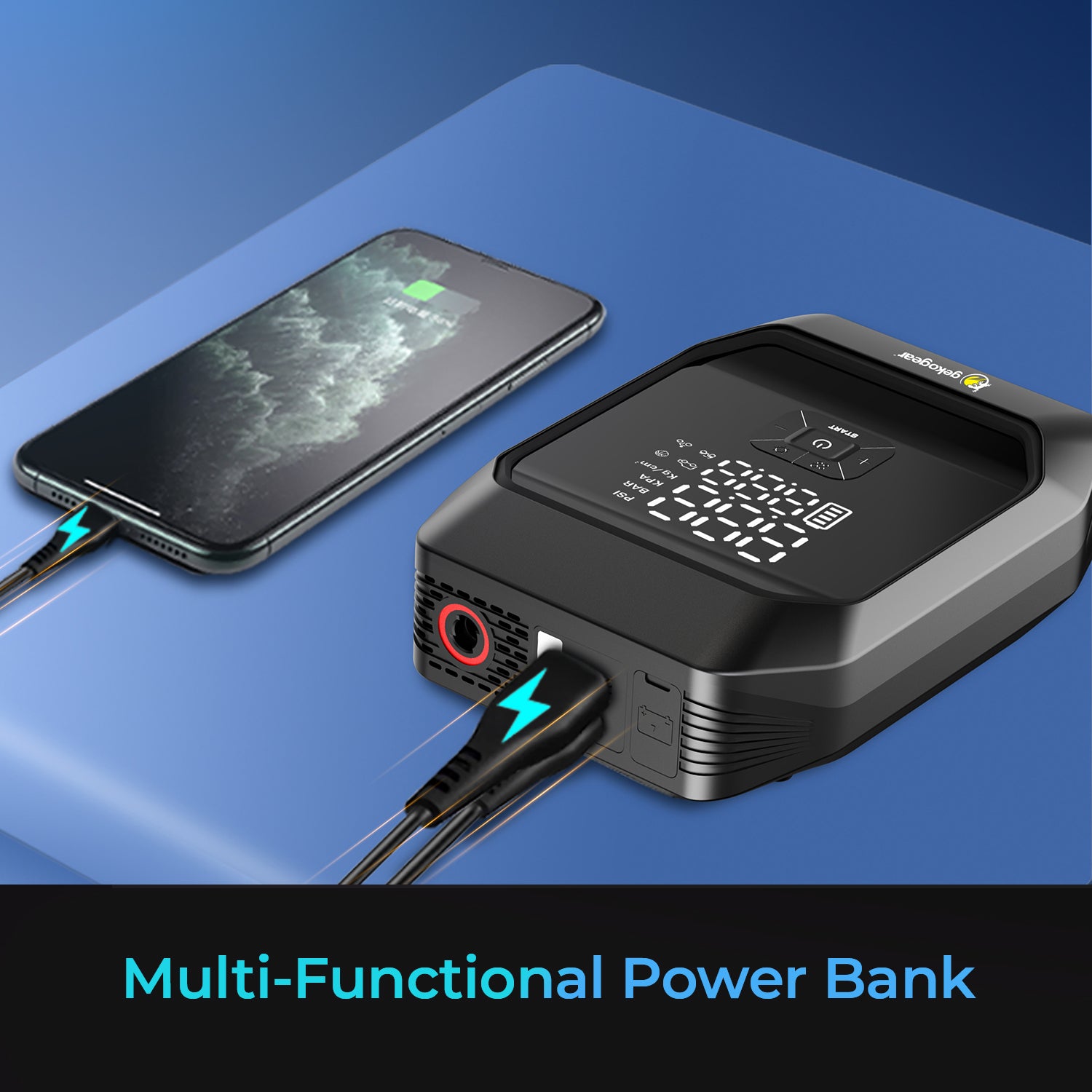 GekoGear AirFlux 300 2-in-1 Portable Air Pump & Jump Starter
