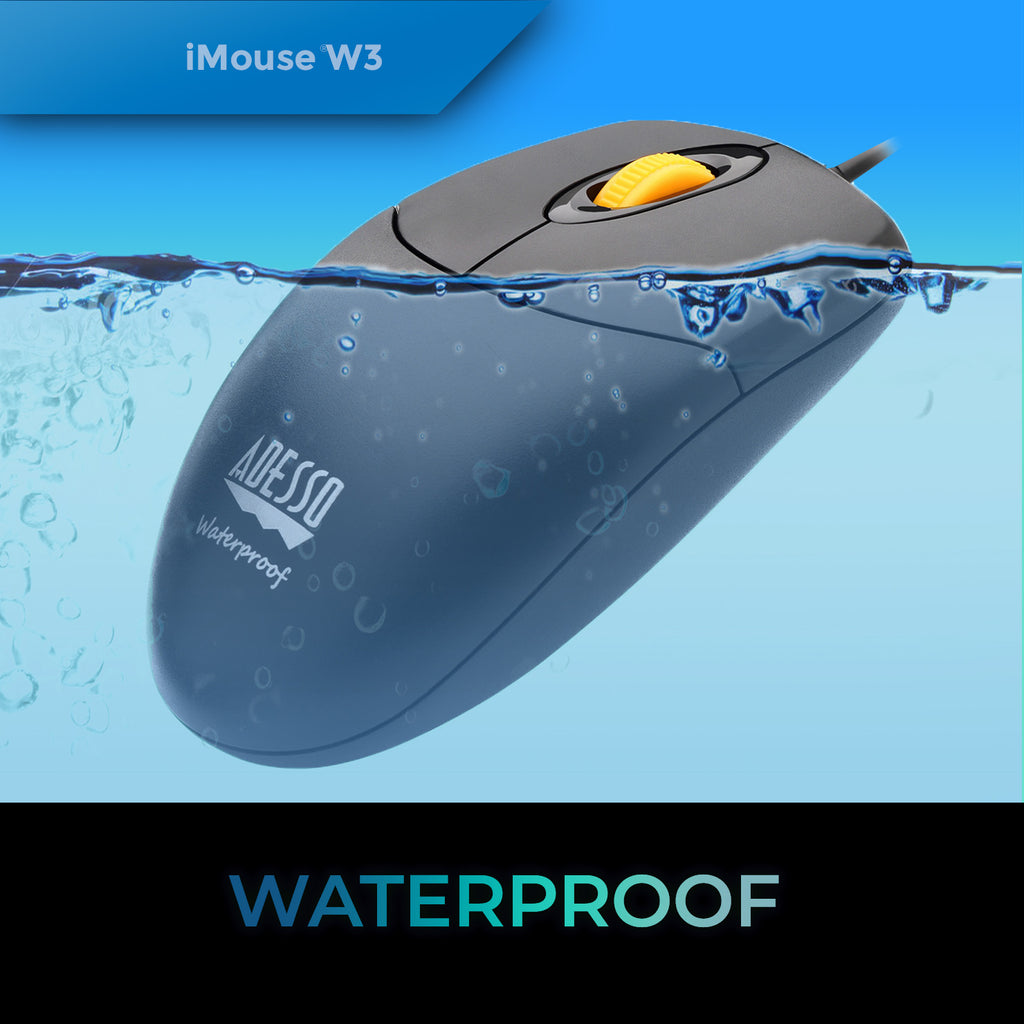 Adesso iMouse W3 Waterproof Antimicrobial USB Mouse (IP67)