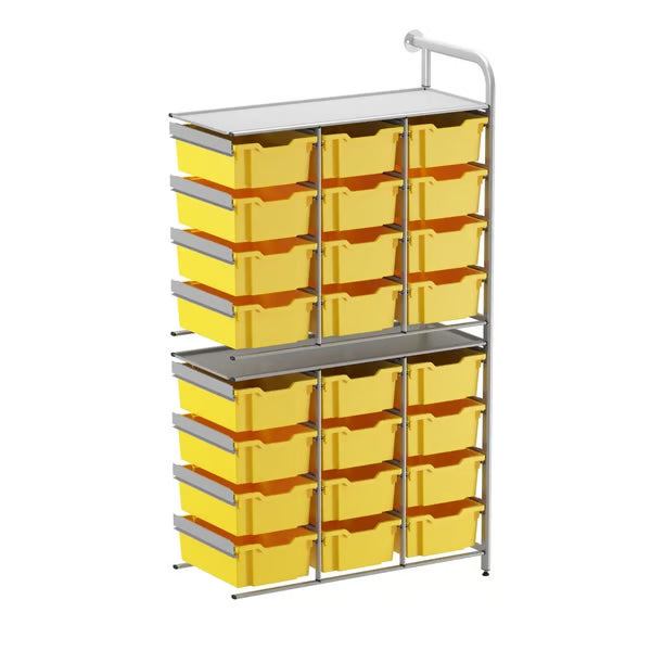 Gratnells Callero Custom Tall High-Store Adder Unit with 24 Deep Trays – Sunshine Yellow