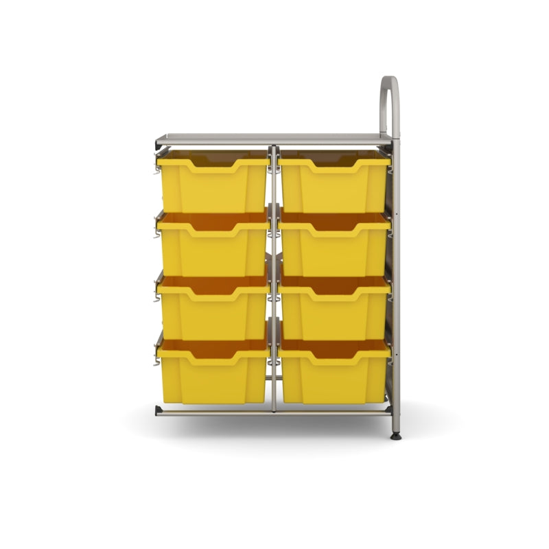 Gratnells Callero Custom Low Level 8 Deep Tray Adder Unit – Silver Frame with Sunshine Yellow Trays