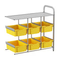 Gratnells Callero Custom Low Level 6 Deep Tray Library Adder Unit – Silver Frame with Sunshine Yellow Trays
