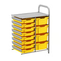 Gratnells Callero Custom Low-Level 8 Shallow & 4 Deep Tray Adder Storage Unit – Silver Frame with Sunshine Yellow Trays