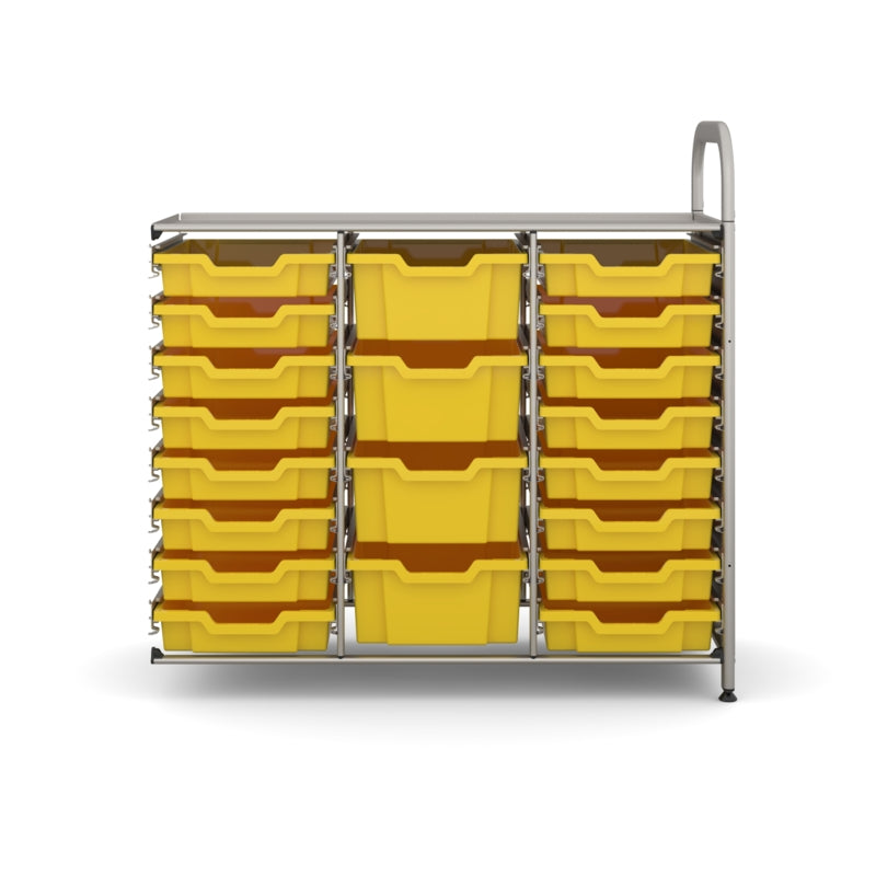 Gratnells Callero Custom Low-Level 16 Shallow & 4 Deep Tray Adder Unit – Sunshine Yellow Trays