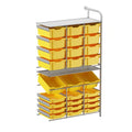 Gratnells Callero Custom Tall Maker Store Adder Unit with 12 Shallow & 15 Deep Sunshine Yellow Trays (Silver Frame)