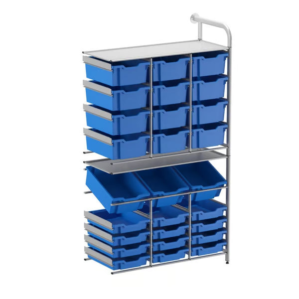 Gratnells Callero Custom Tall Maker Store Adder Unit with 12 Shallow & 15 Deep Royal Blue Trays