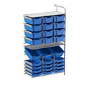 Gratnells Callero Custom Tall Maker Store Adder Unit with 12 Shallow & 15 Deep Royal Blue Trays