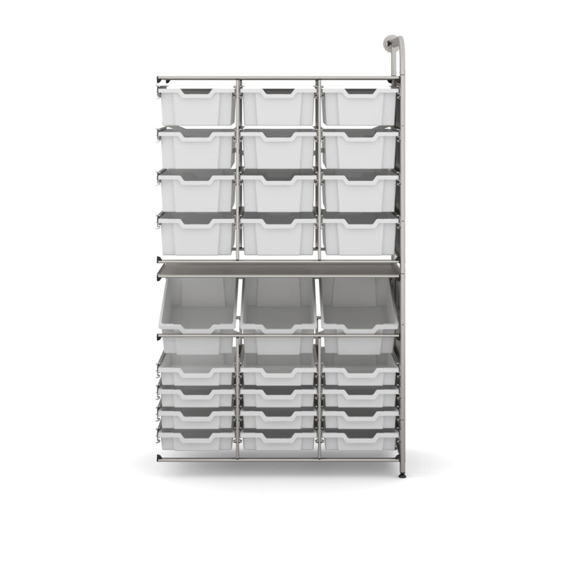 Gratnells Callero Tall Maker Store Adder Unit with 12 Shallow & 15 Deep Light Gray Trays