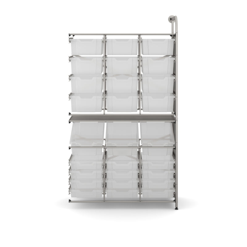 Gratnells Callero Tall Maker Store Adder Unit with 12 Shallow & 15 Deep Translucent Trays – Silver Frame