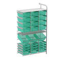 Gratnells Callero Tall Maker Store Adder Unit with 12 Shallow & 15 Deep Kiwi Antimicrobial Trays