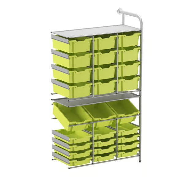 Gratnells Callero Tall Maker Store Adder Unit with 12 Shallow & 15 Deep Trays – Jolly Lime