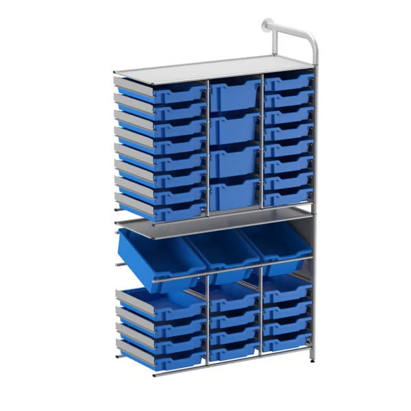 Gratnells Callero Tall Maker Adder Storage Unit with 28 Shallow & 7 Deep Royal Blue Trays