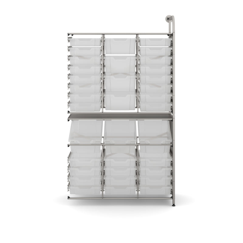 Gratnells Callero Tall Maker Adder Storage Unit with 28 Shallow & 7 Deep Translucent Trays – Silver Frame