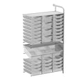 Gratnells Callero Tall Maker Adder Storage Unit with 28 Shallow & 7 Deep Translucent Trays – Silver Frame