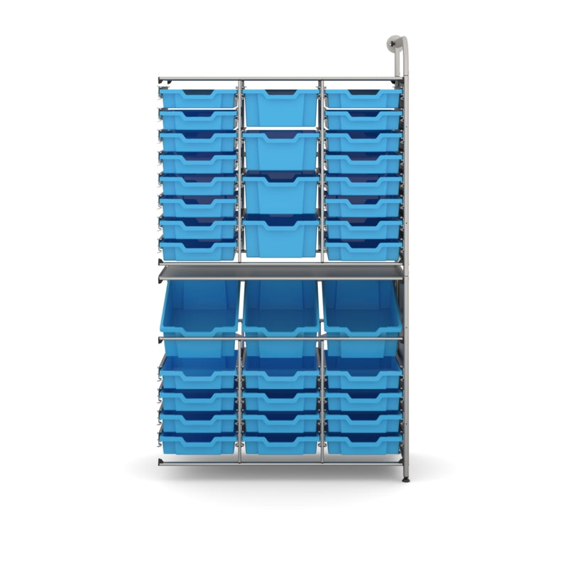 Gratnells Callero Tall Maker Adder Unit with 28 Shallow & 7 Deep Cyan Blue Trays