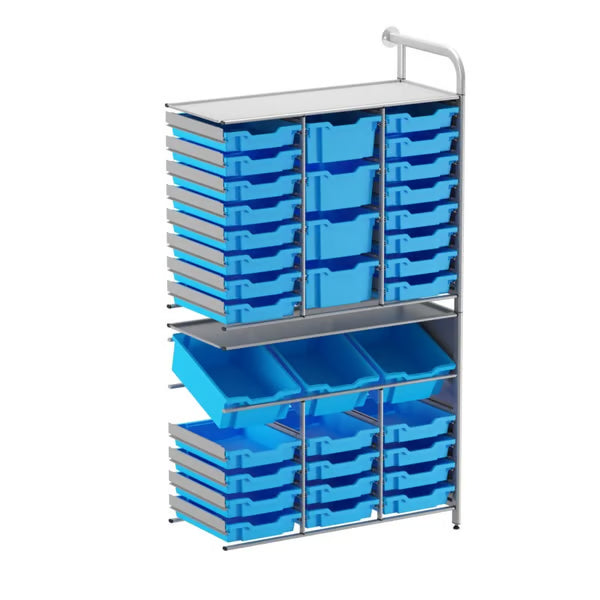 Gratnells Callero Tall Maker Adder Unit with 28 Shallow & 7 Deep Cyan Blue Trays