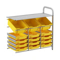 Gratnells Callero Custom Low Level Adder Unit with 3 Deep Tilting & 12 Shallow Trays – Sunshine Yellow