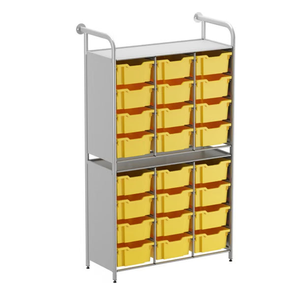 Gratnells Callero Tall High-Store Starter Unit with 24 Deep Trays – Sunshine Yellow