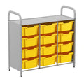Gratnells Callero Custom Low Level 12 Deep Tray Starter Unit – Silver Frame with Sunshine Yellow Trays