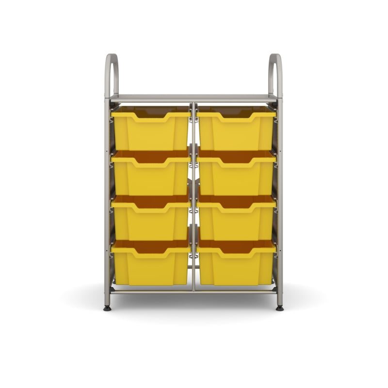 Gratnells Callero Custom Low Level 8 Deep Tray Starter Unit – Silver Frame with Sunshine Yellow Trays